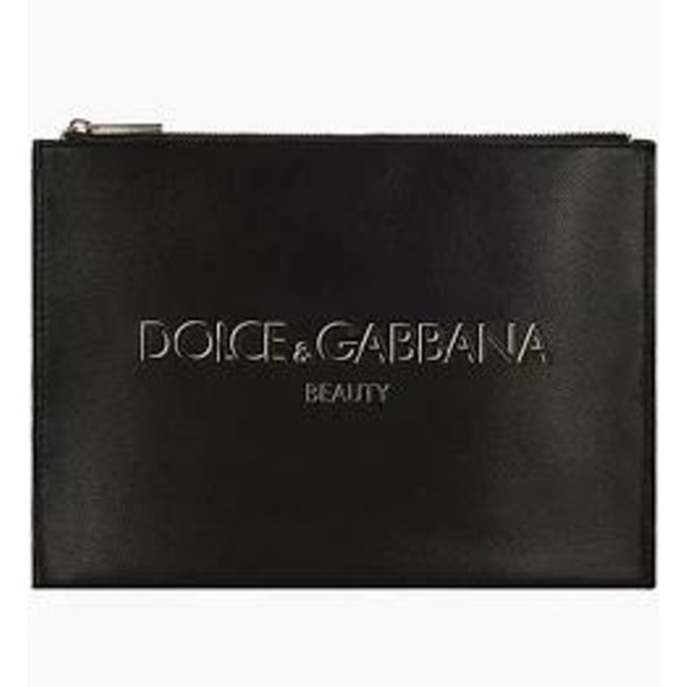 Dolce & Gabbana Beauty Pouch Clutch Logo Makeup Bag Women's Black Gold New